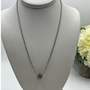 Sterling Silver Round Marcasite Ball Bead Pendant Chain Necklace